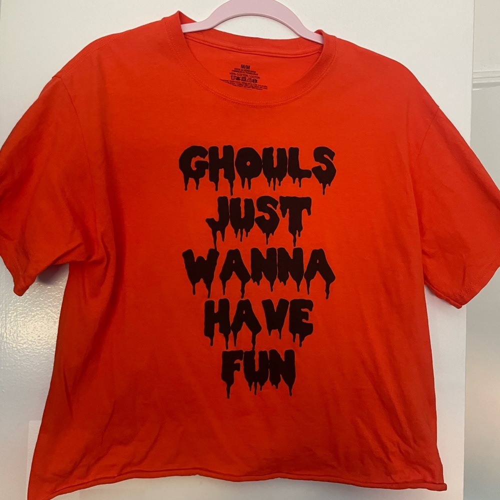 Orange Halloween Graphic Tee - Ghouls Just Wanna Have Fun (OBO)